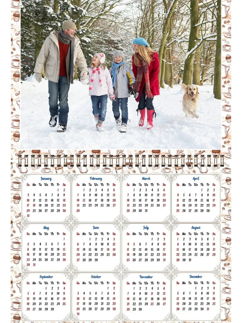 Personalized Custom 2027 Wall Calendar Spiral-bound - 12 Months. 11 x 8in. #013